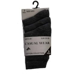 3 Pack Ankle Socks-Grey