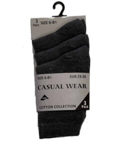 3 Pack Ankle Socks-Grey